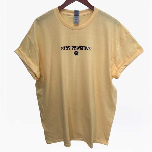 STAY PAWSITIVE Unisex Adult 100% Cotton Crewneck T-Shirt - Various - Picture 3 of 7